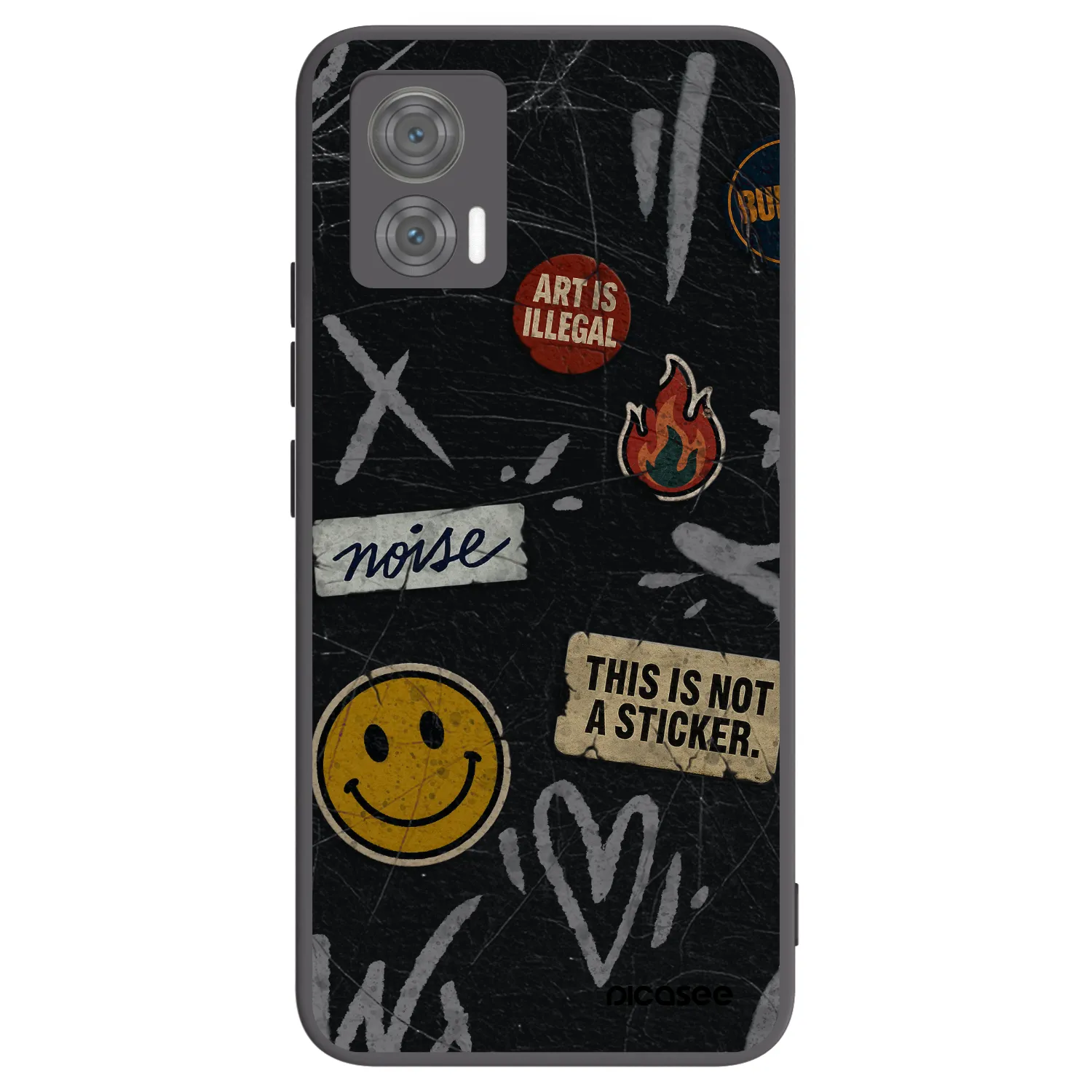 Picasee silikonski črni ovitek za Motorola Edge 30 Neo - STICKERS x TAGS