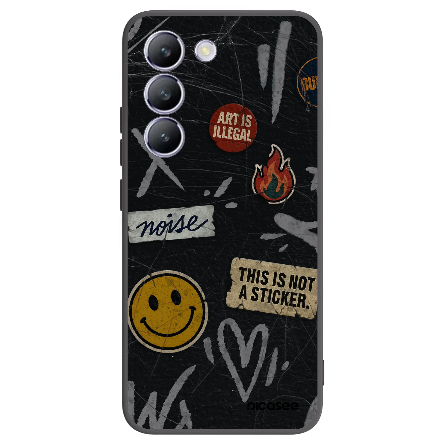 Picasee silikonski črni ovitek za Vivo V40 SE 5G - STICKERS x TAGS