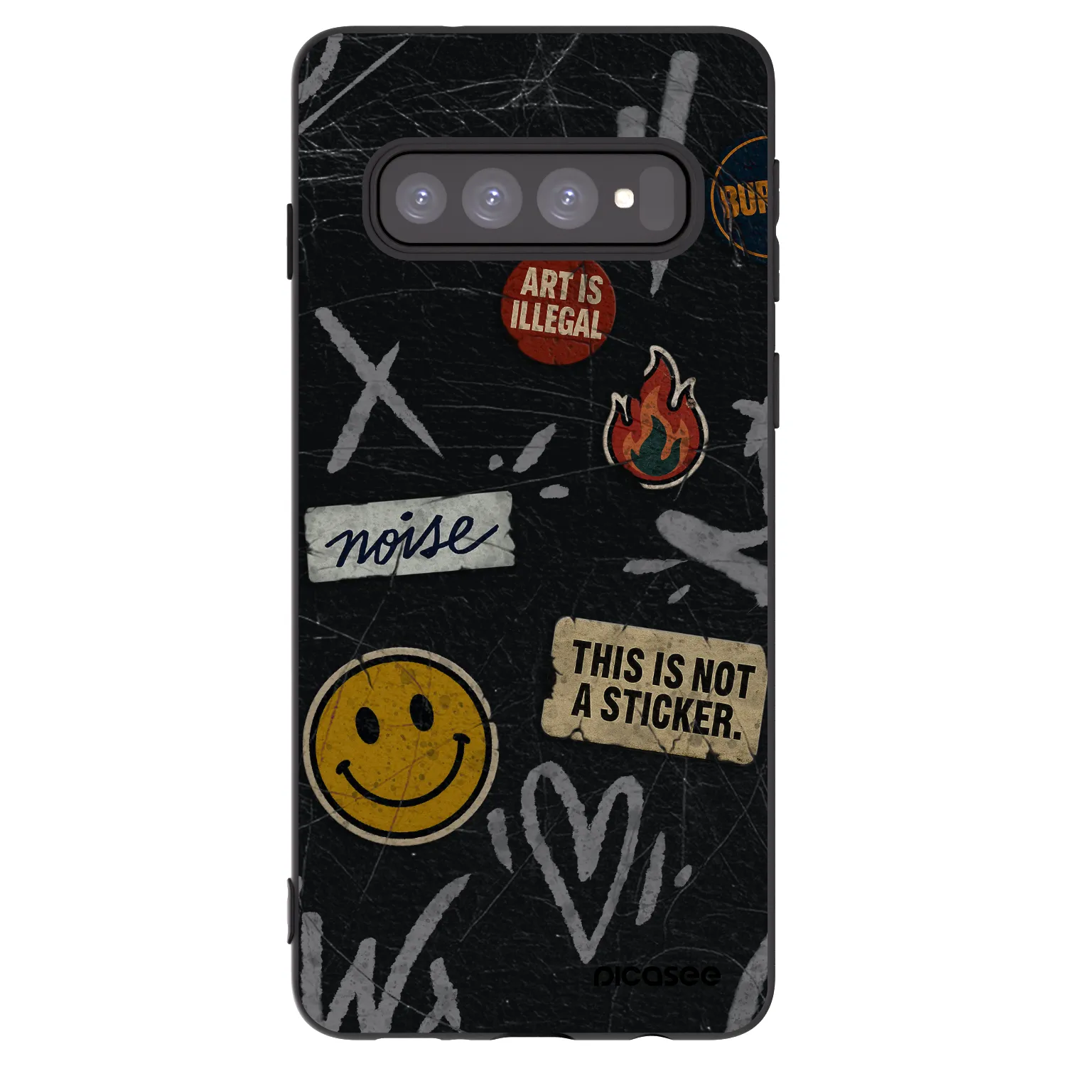 Picasee silikonski črni ovitek za Samsung Galaxy S10 G973 - STICKERS x TAGS