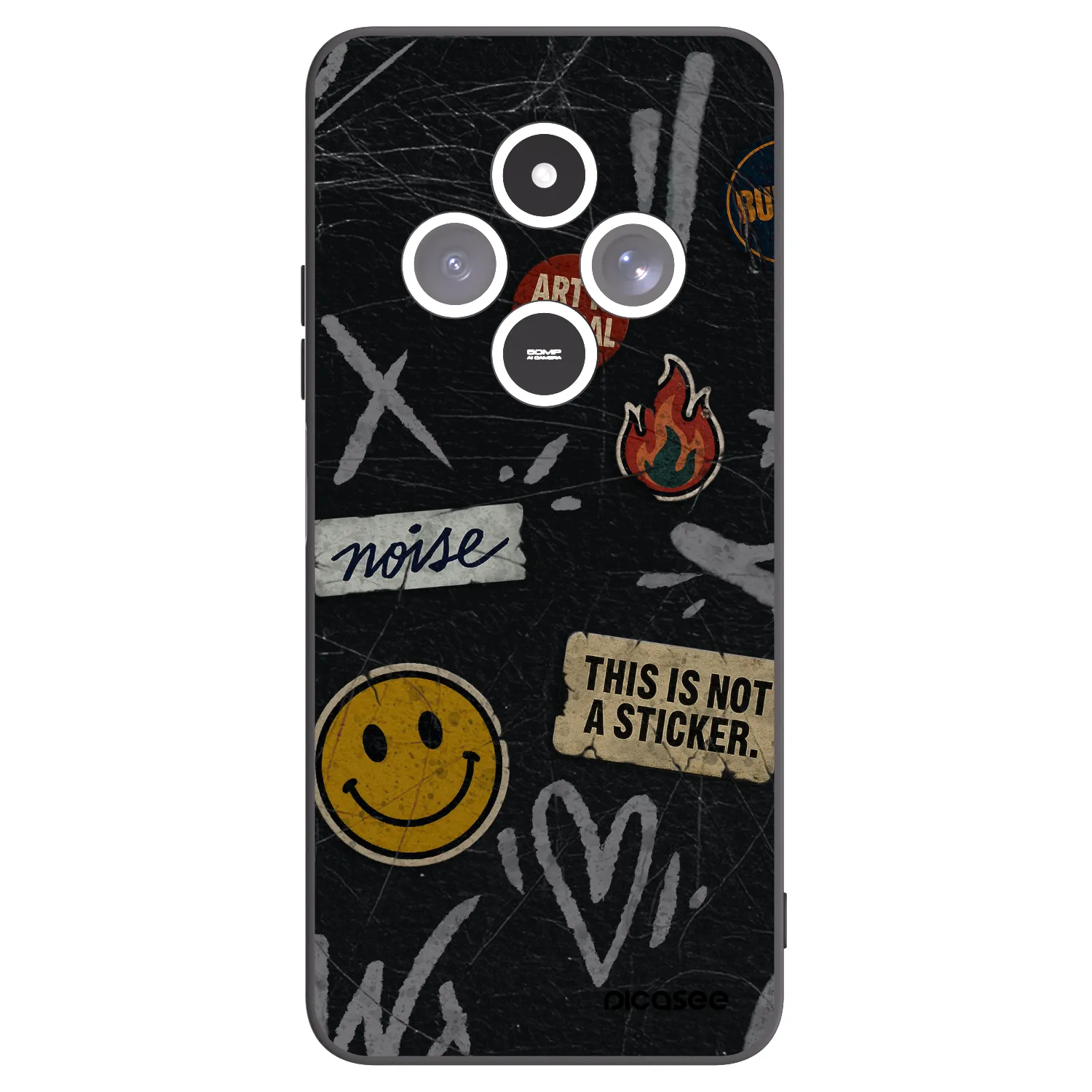 Picasee silikonski črni ovitek za Xiaomi Redmi 14C - STICKERS x TAGS