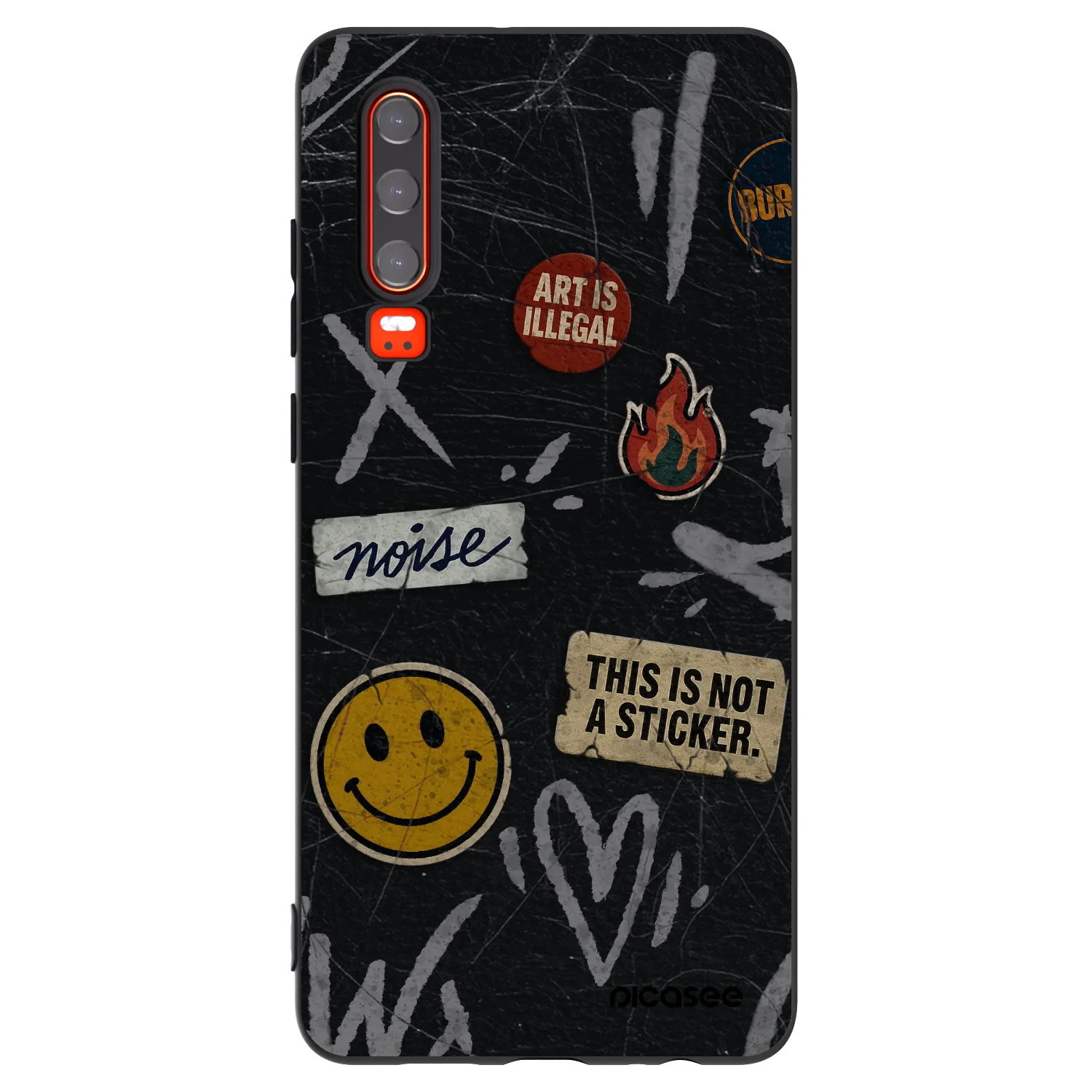 Picasee silikonski črni ovitek za Huawei P30 - STICKERS x TAGS