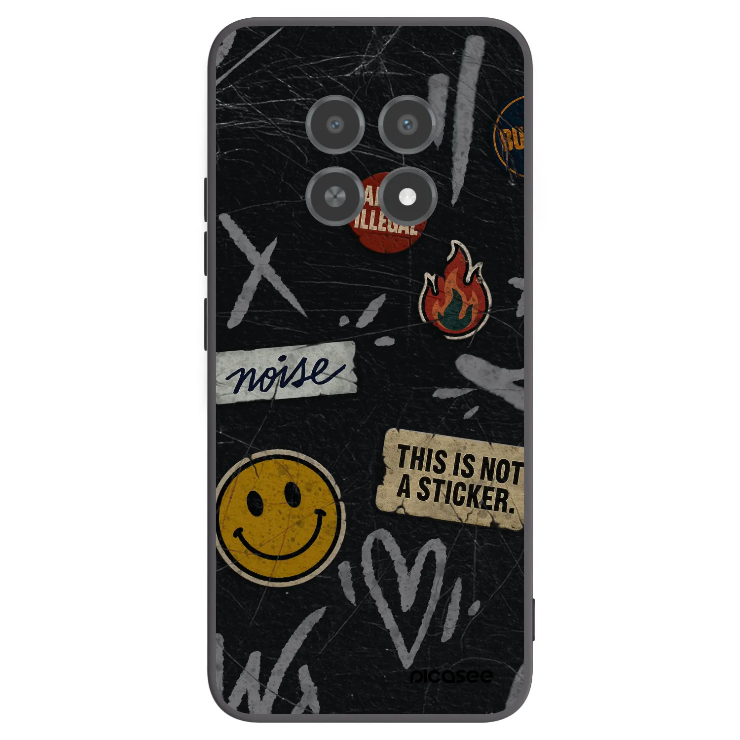 Picasee silikonski črni ovitek za Realme 12X - STICKERS x TAGS