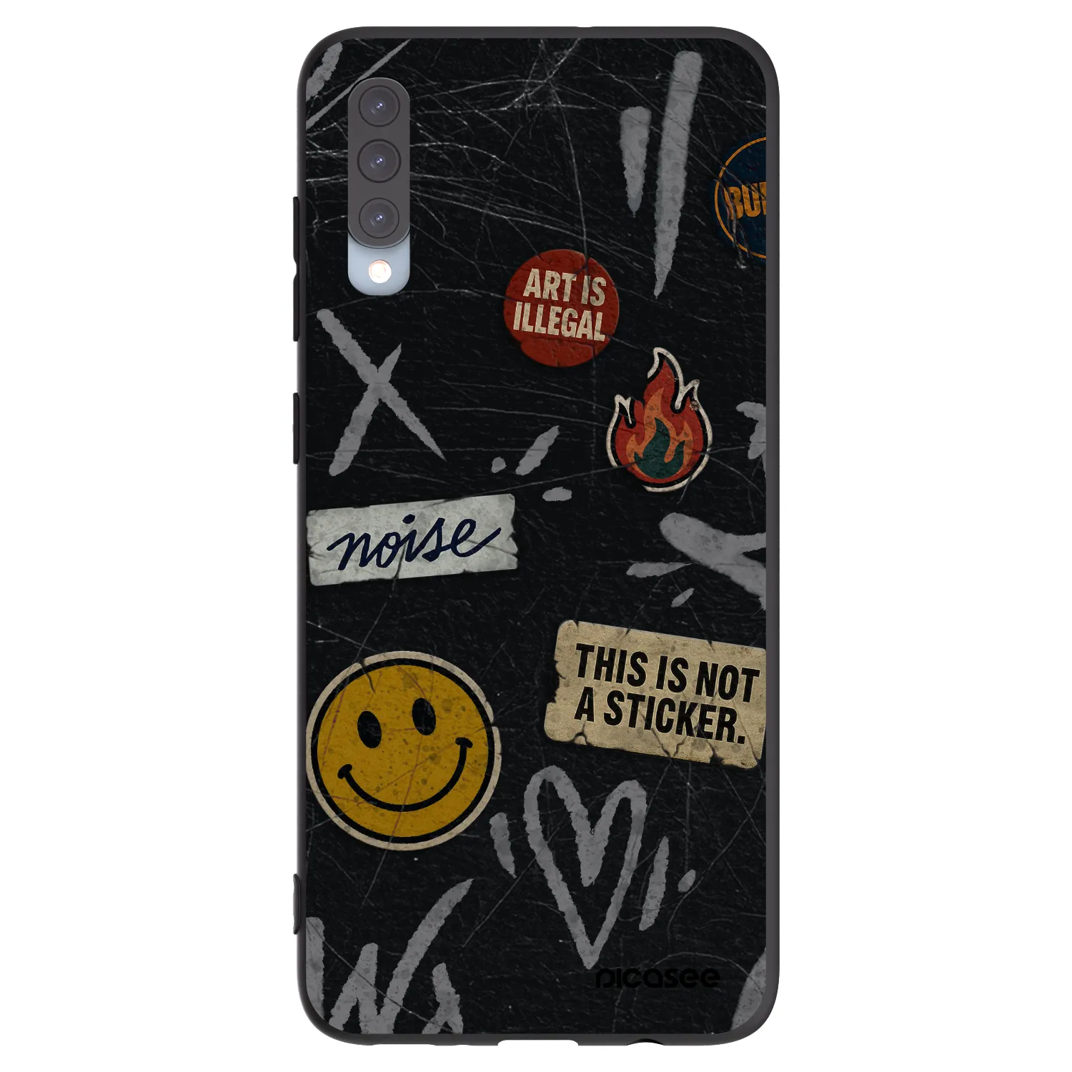 Picasee silikonski črni ovitek za Samsung Galaxy A70 A705F - STICKERS x TAGS
