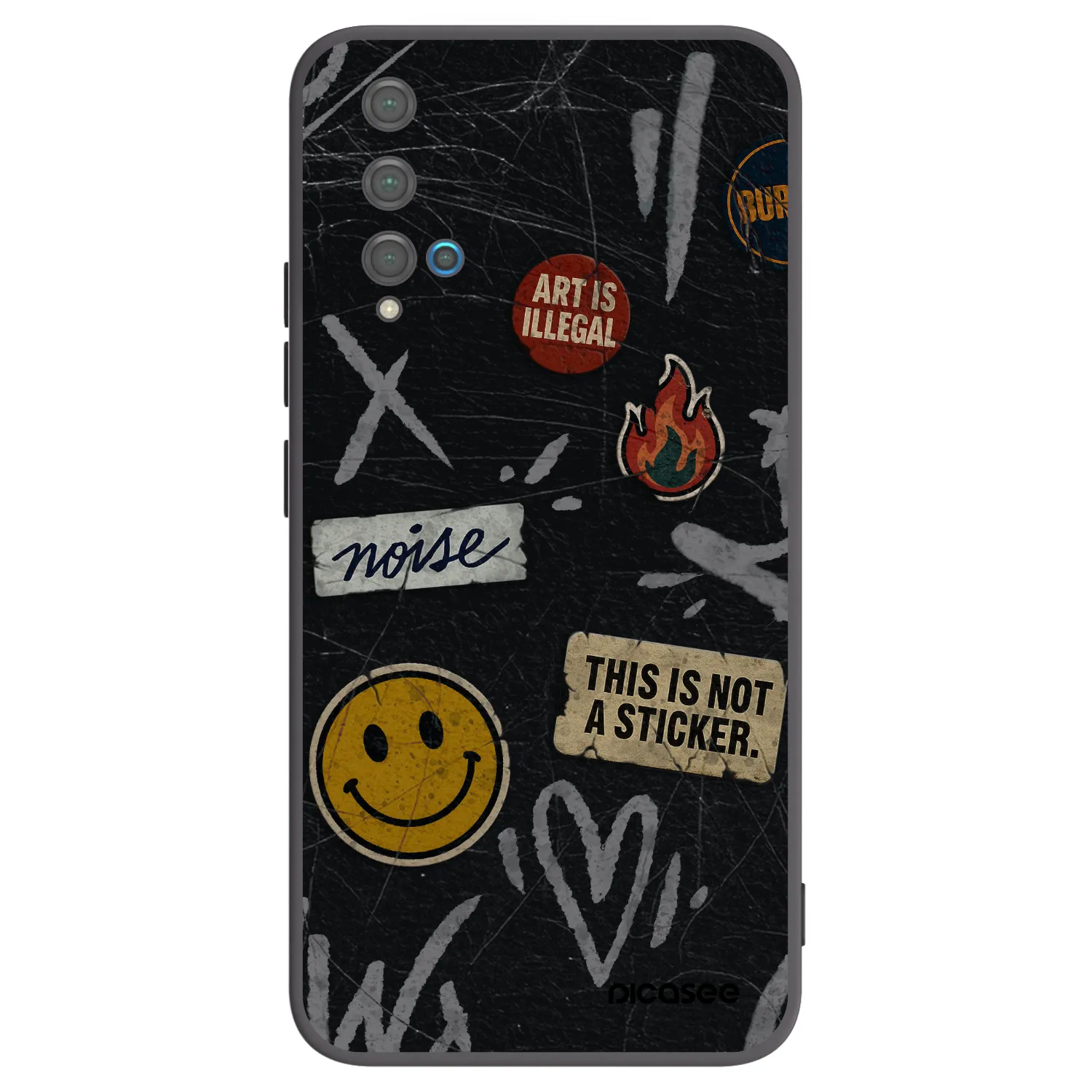 Picasee silikonski črni ovitek za Huawei Nova 5T - STICKERS x TAGS