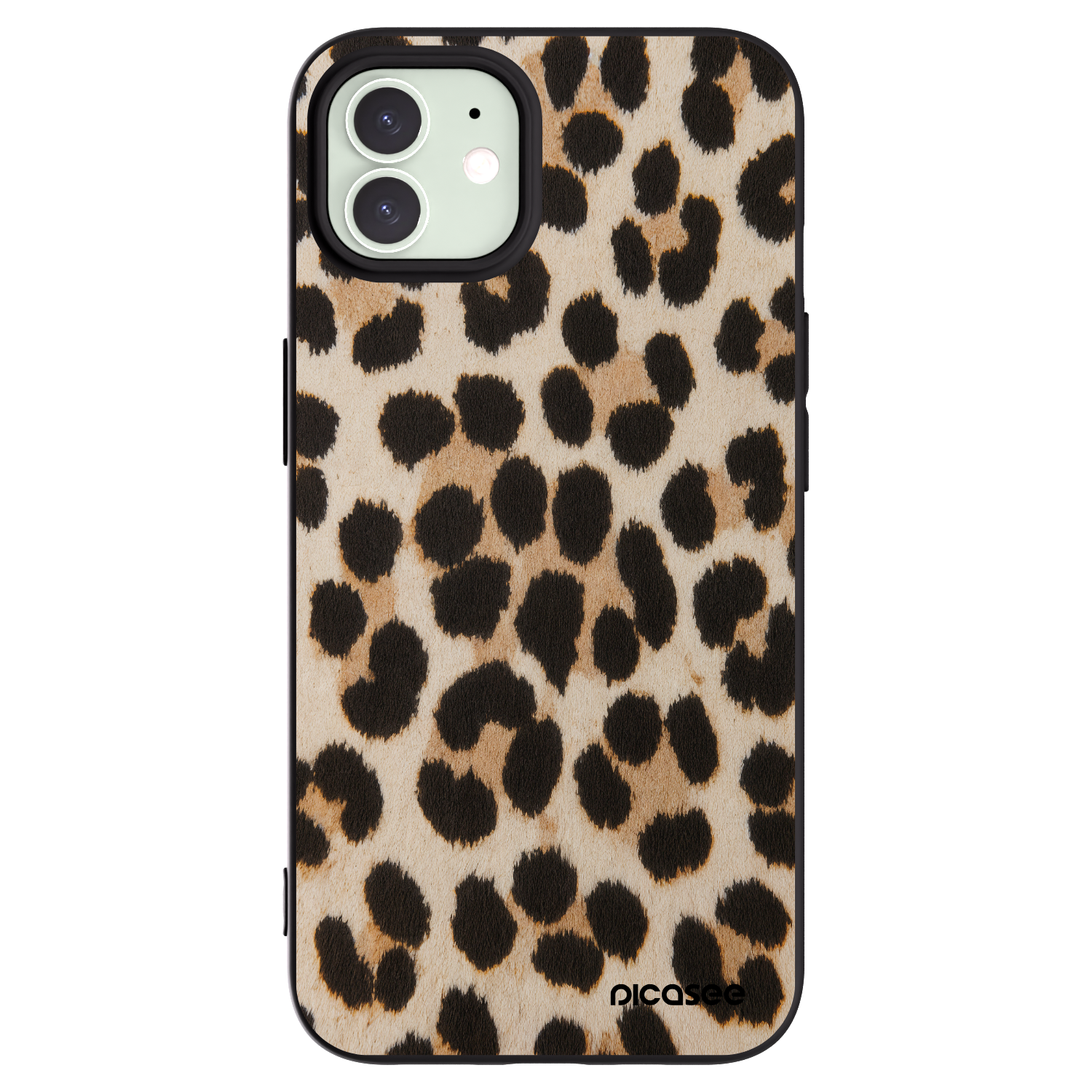 Picasee silikonski črni ovitek za Apple iPhone 12 - Brown Tiger