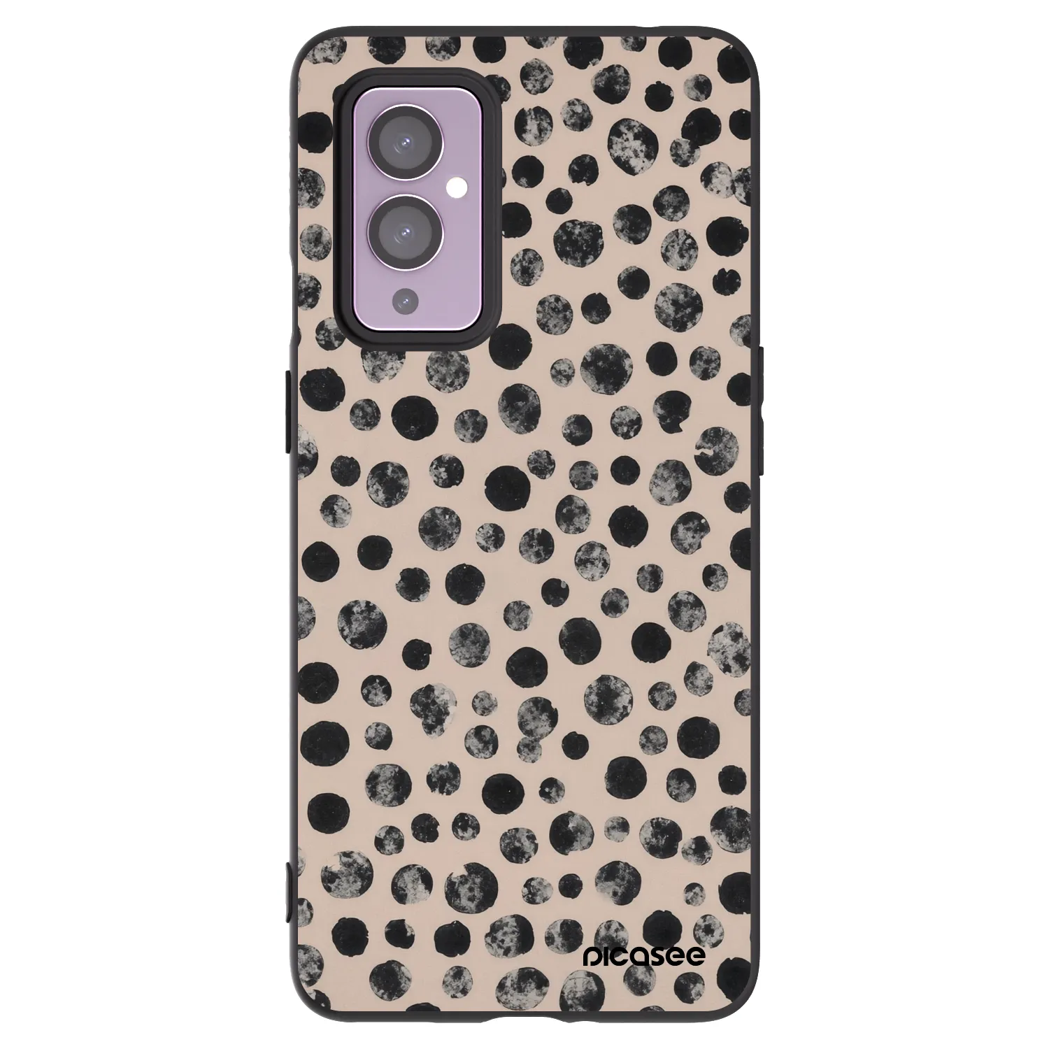 Picasee silikonski črni ovitek za OnePlus 9 - Dots