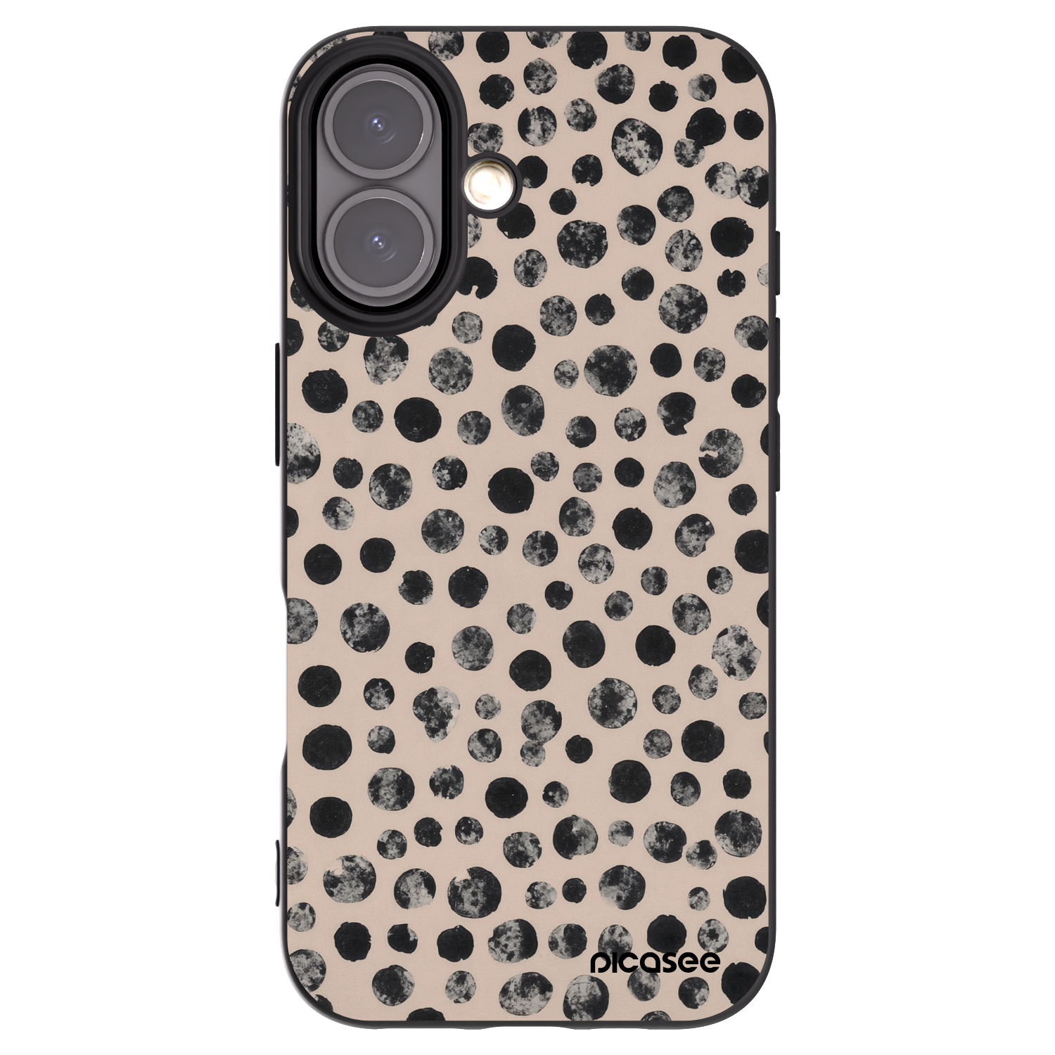 Picasee silikonski črni ovitek za Apple iPhone 16 - Dots