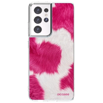 Picasee silikonski prozorni ovitek za Samsung Galaxy S21 Ultra 5G G998B - Pink Moo