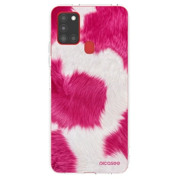 Picasee silikonski prozorni ovitek za Samsung Galaxy A21s - Pink Moo