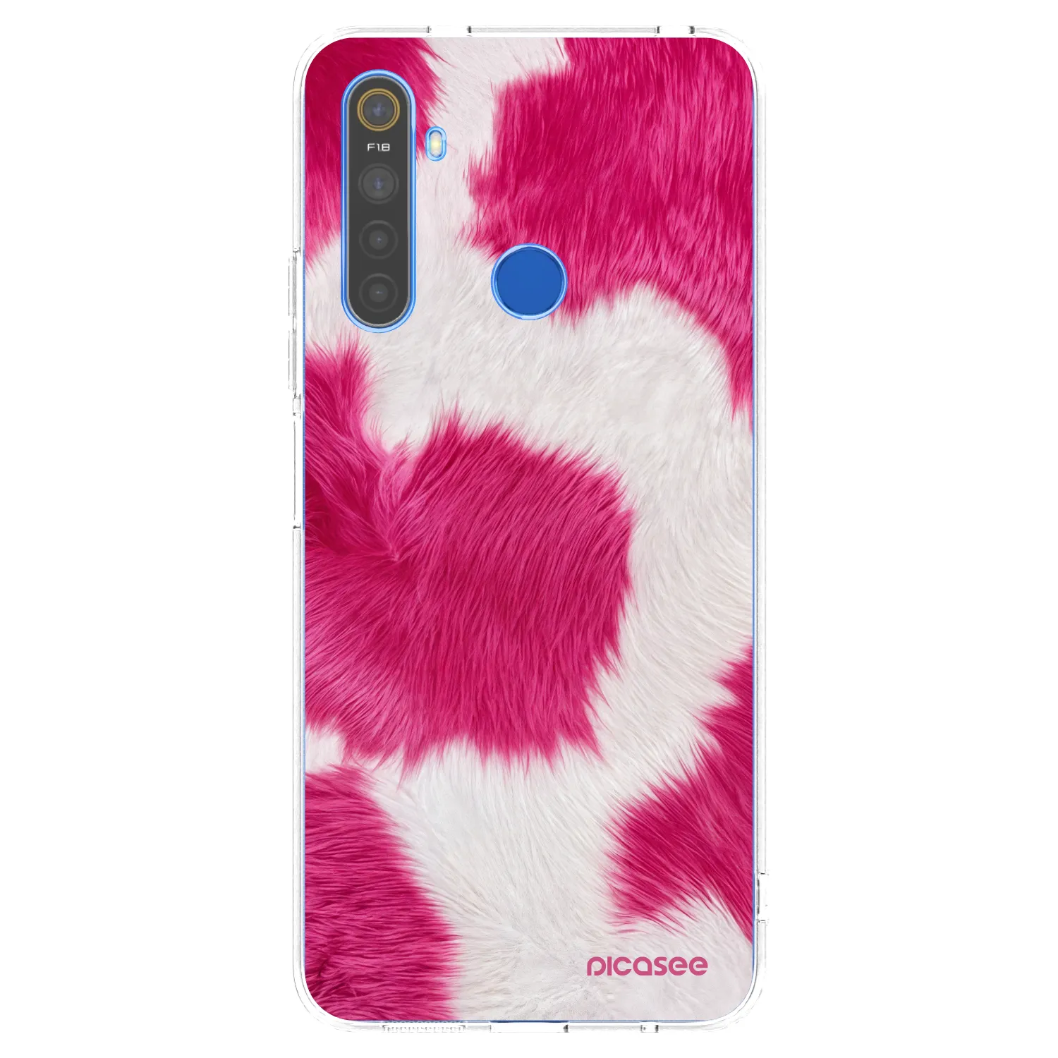 Picasee silikonski prozorni ovitek za Realme 5 - Pink Moo