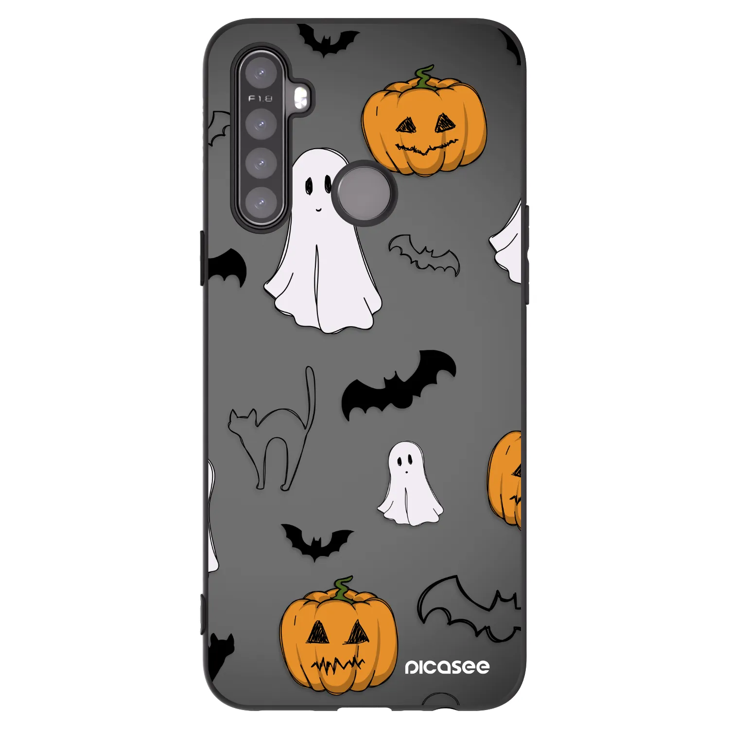 Picasee silikonski črni ovitek za Realme 5 - Spooky crew