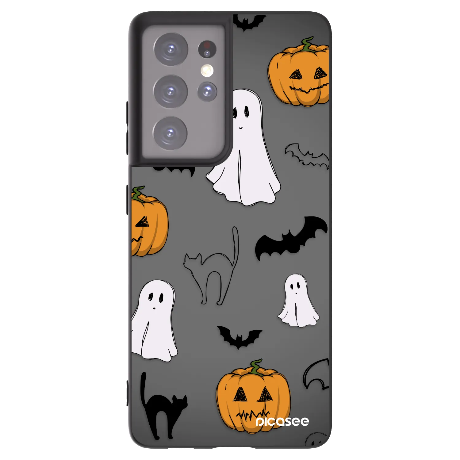 Picasee silikonski črni ovitek za Samsung Galaxy S21 Ultra 5G G998B - Spooky crew