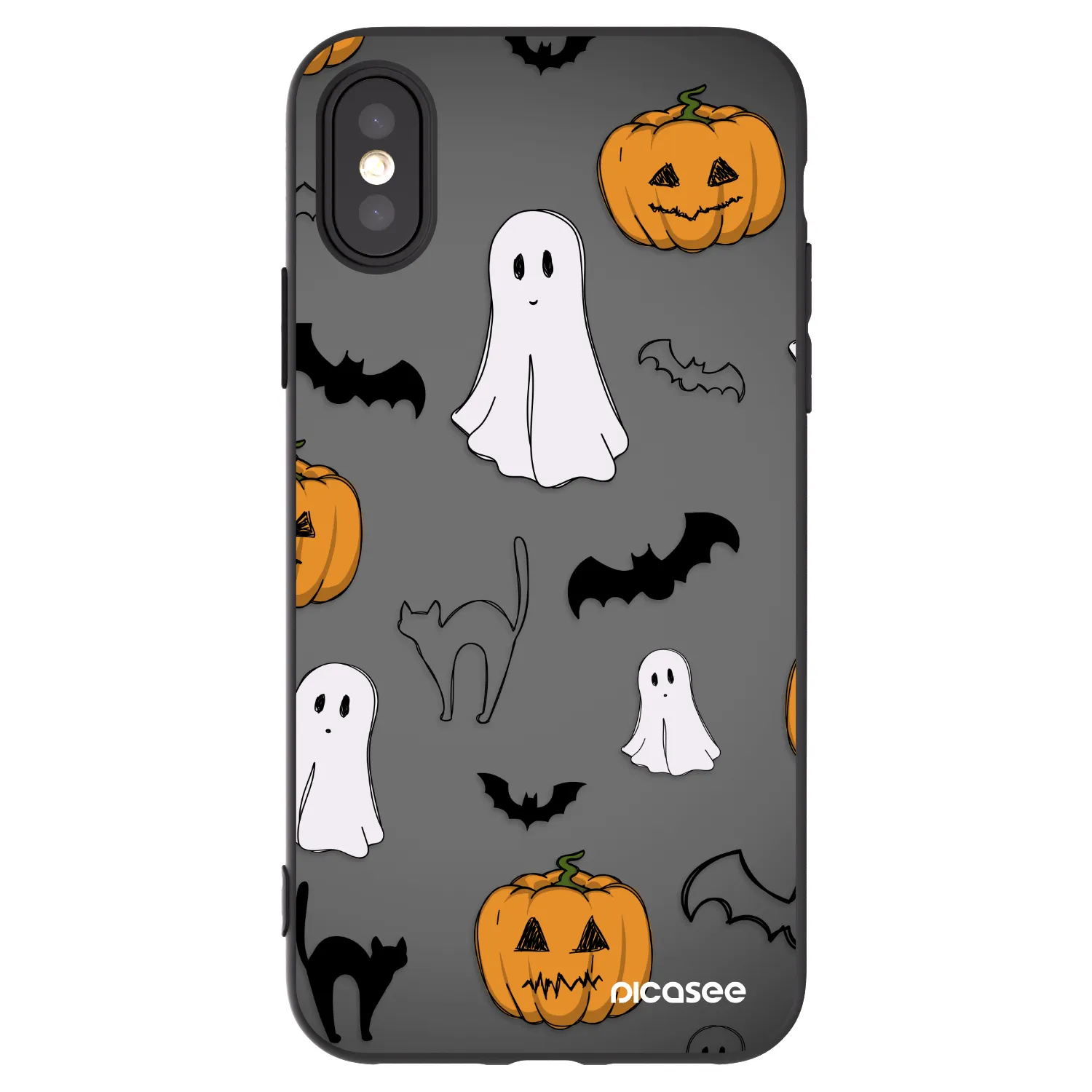 Picasee silikonski črni ovitek za Apple iPhone X/XS - Spooky crew