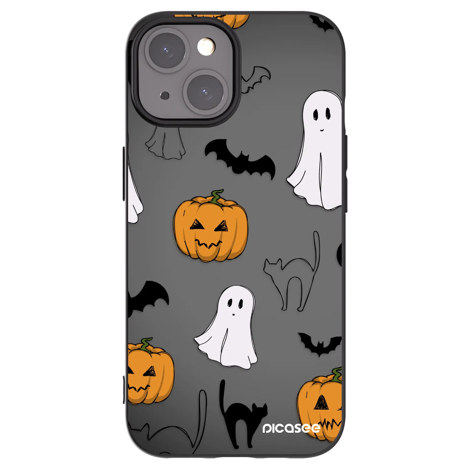 Picasee silikonski črni ovitek za Apple iPhone 15 - Spooky crew