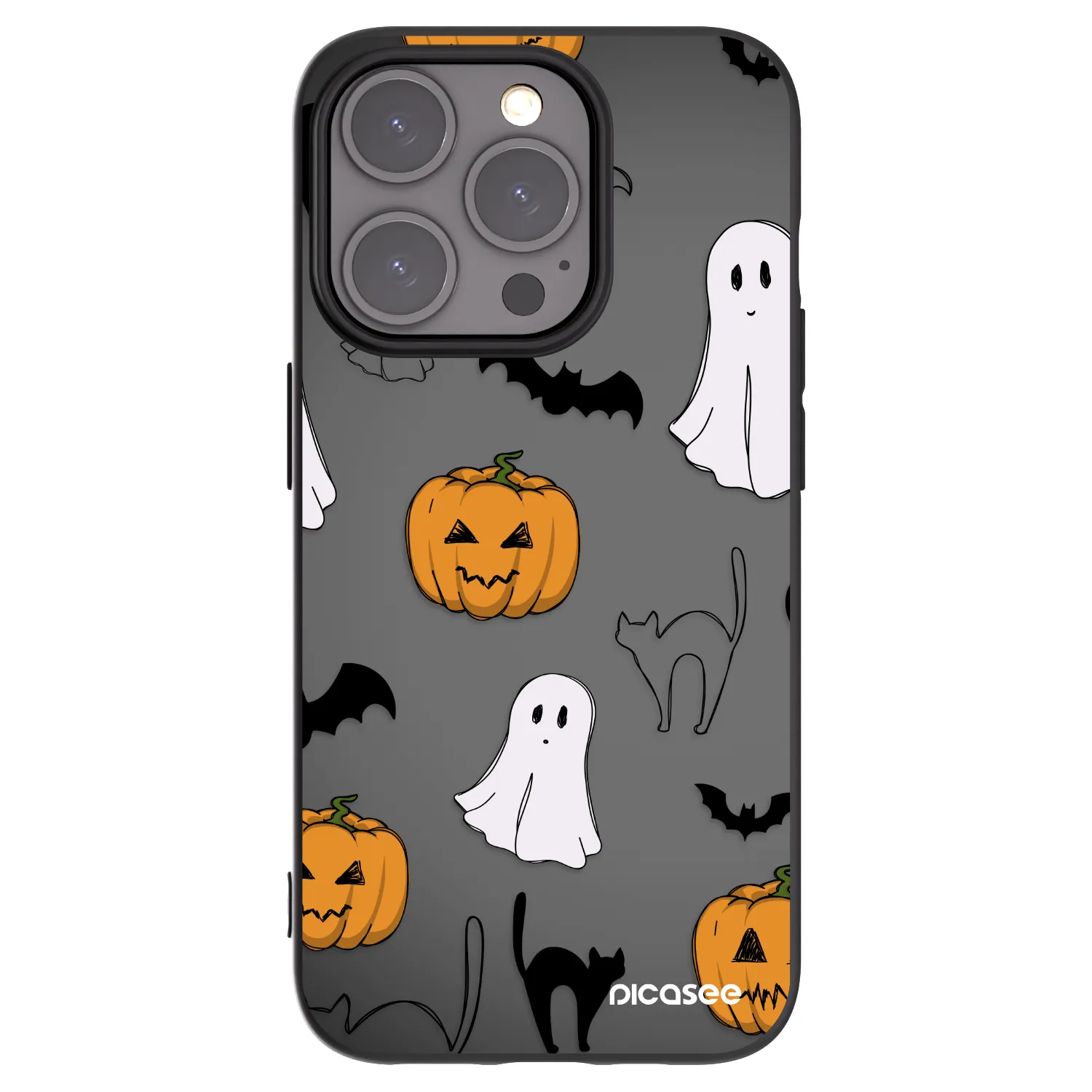 Picasee silikonski črni ovitek za Apple iPhone 15 Pro - Spooky crew