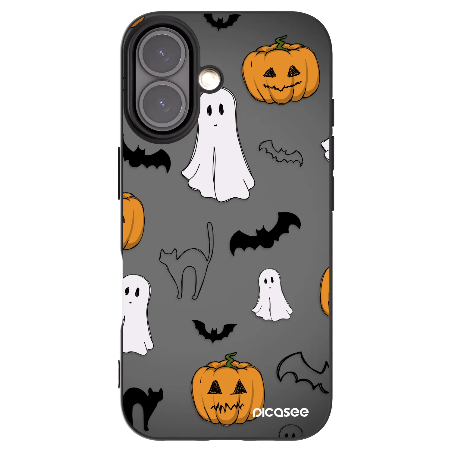 Picasee silikonski črni ovitek za Apple iPhone 16 - Spooky crew