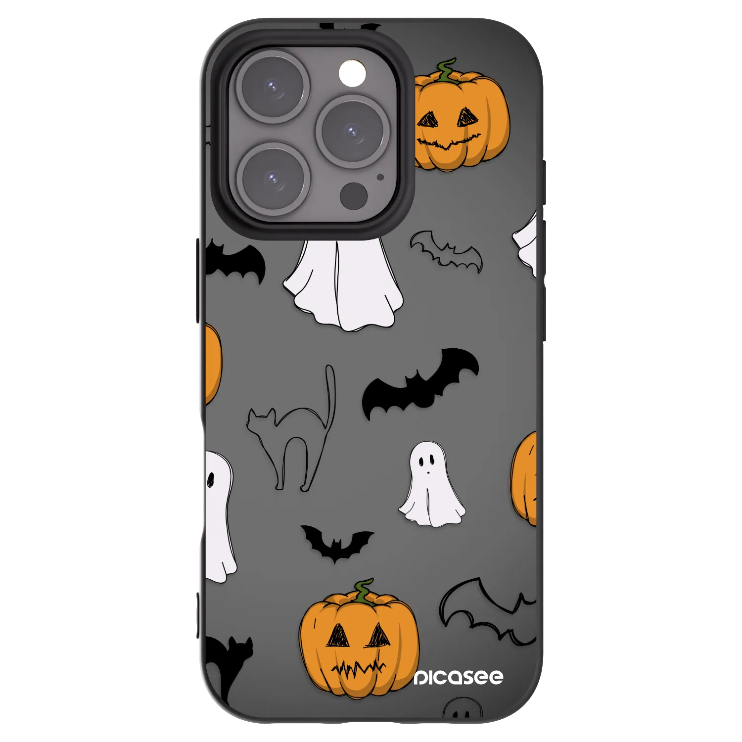 Picasee silikonski črni ovitek za Apple iPhone 16 Pro - Spooky crew