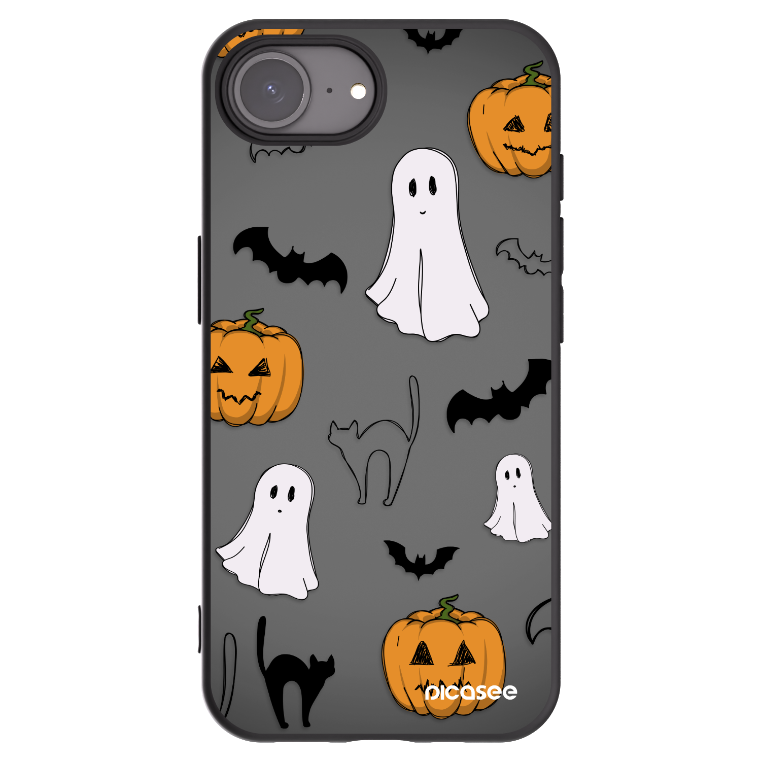 Picasee silikonski črni ovitek za Apple iPhone 16e - Spooky crew