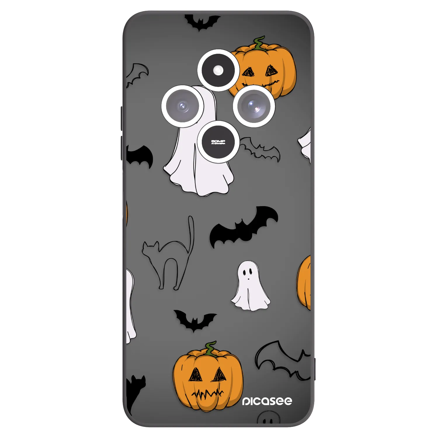 Picasee silikonski črni ovitek za Xiaomi Redmi 14C - Spooky crew