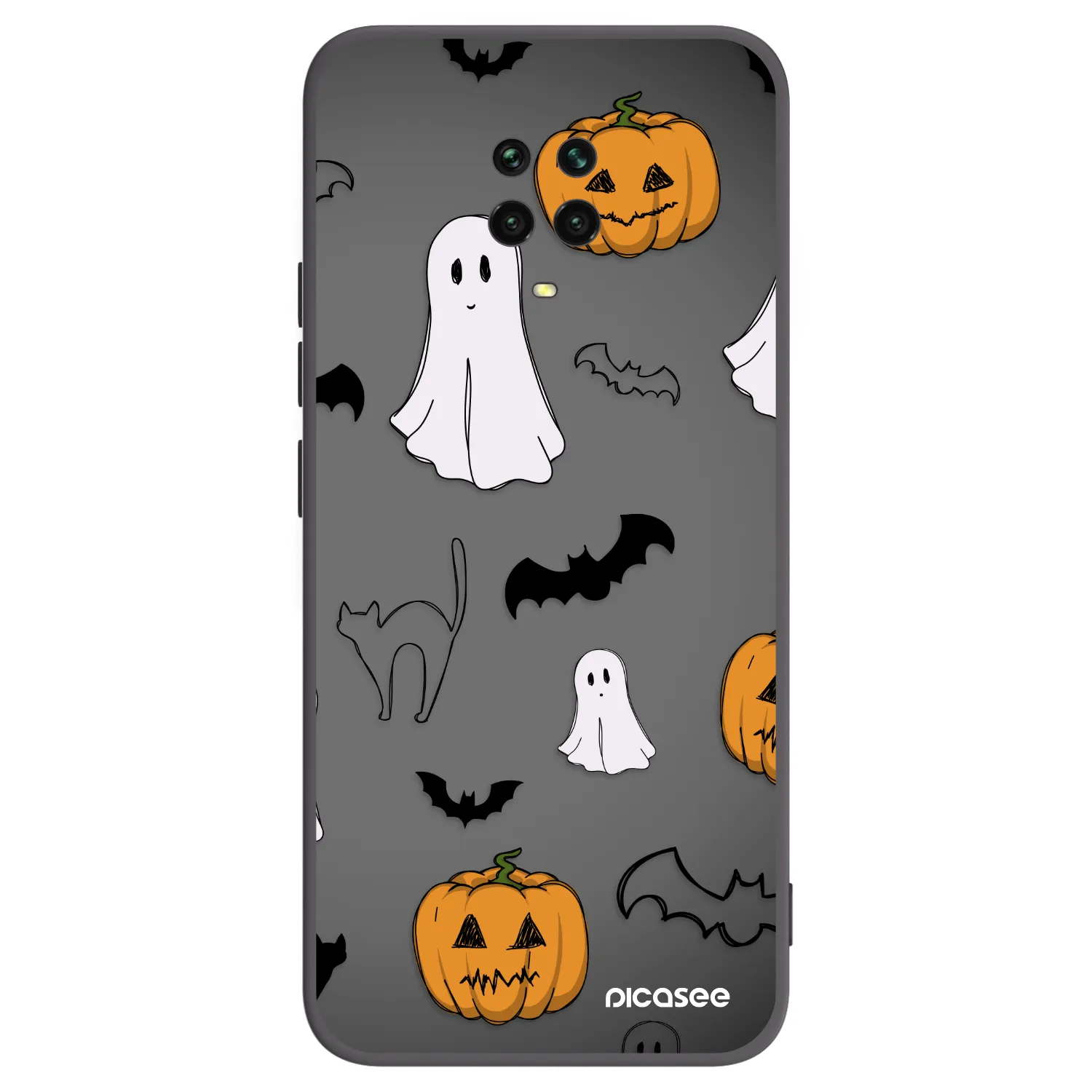 Picasee silikonski črni ovitek za Xiaomi Redmi Note 9 Pro - Spooky crew