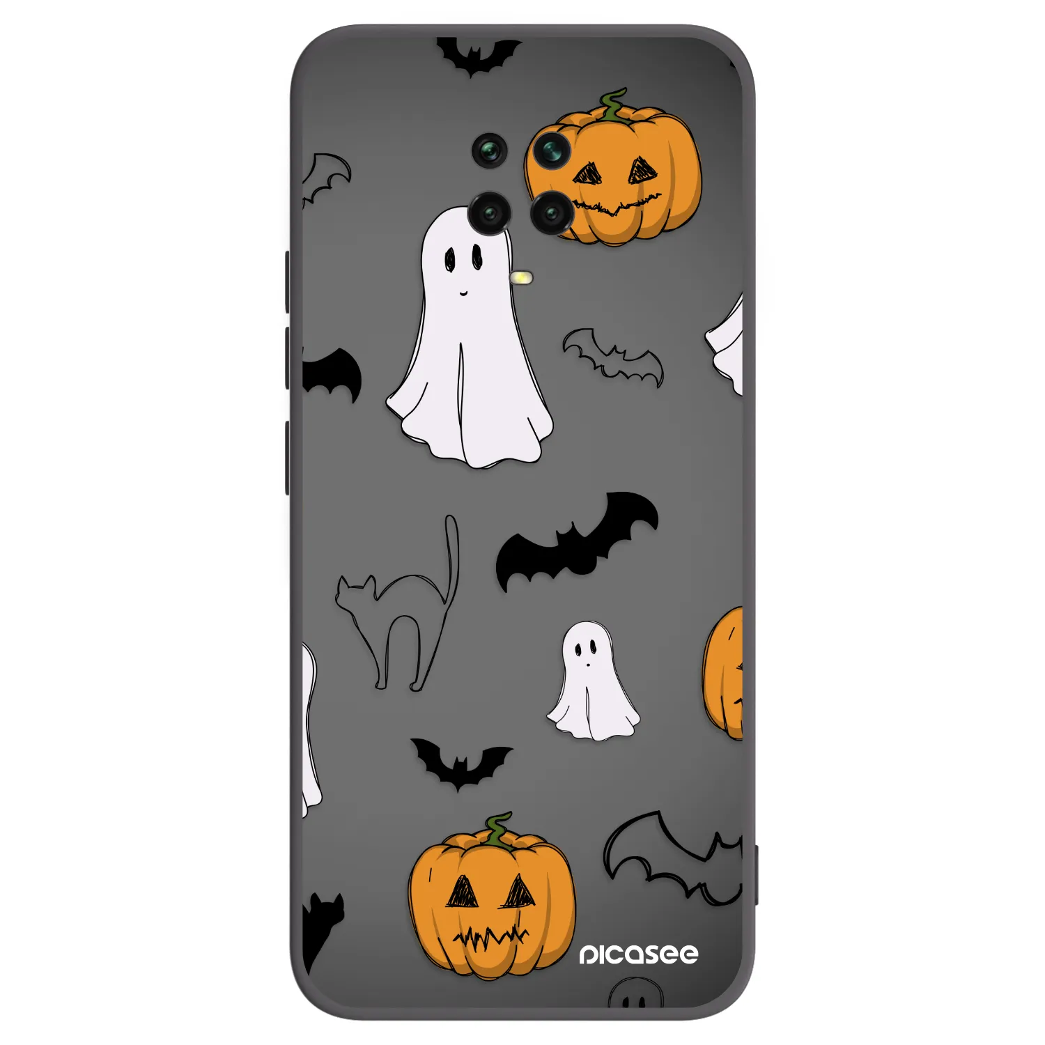 Picasee silikonski črni ovitek za Xiaomi Redmi Note 9S - Spooky crew