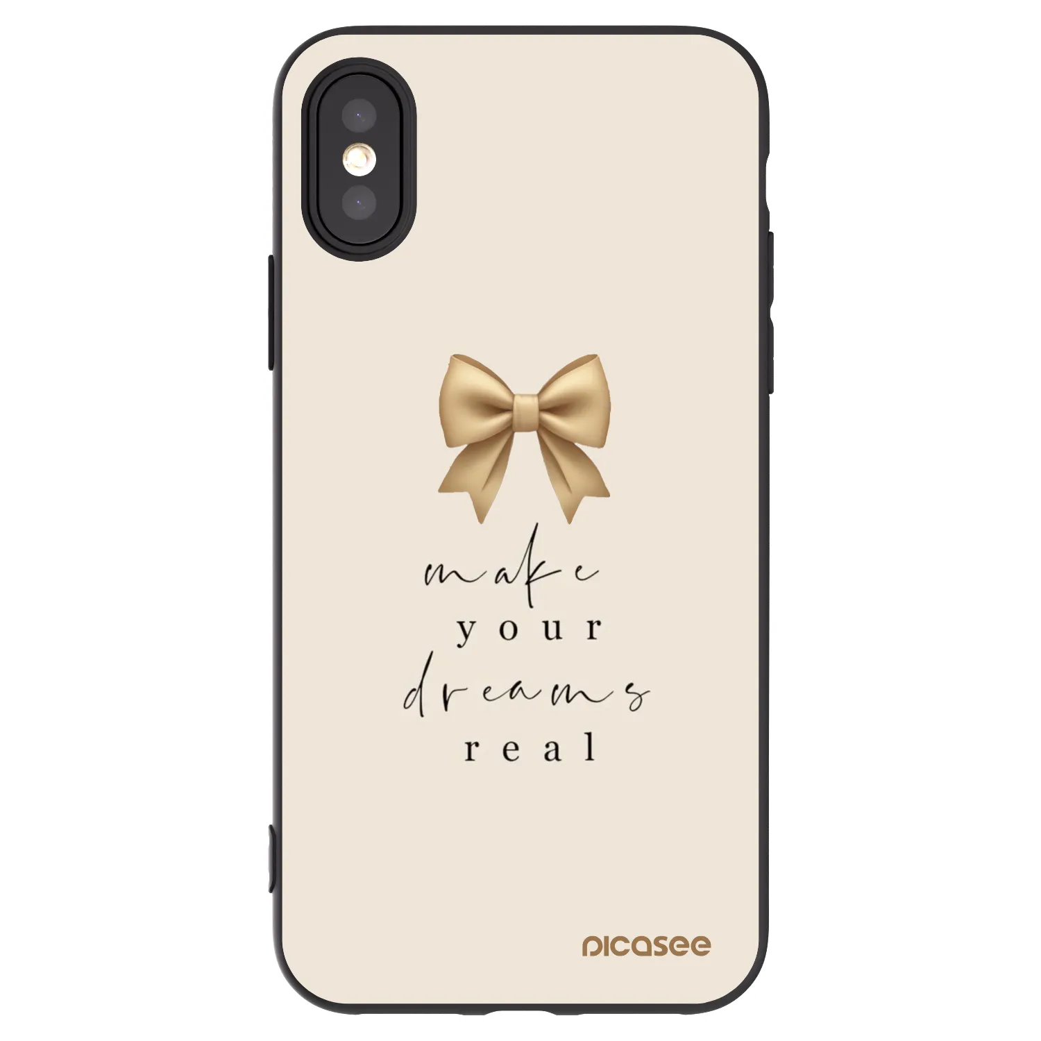 Picasee silikonski črni ovitek za Apple iPhone X/XS - Golden Dream
