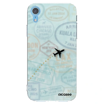 Picasee silikonski prozorni ovitek za Apple iPhone XR - FLIGHT PATH