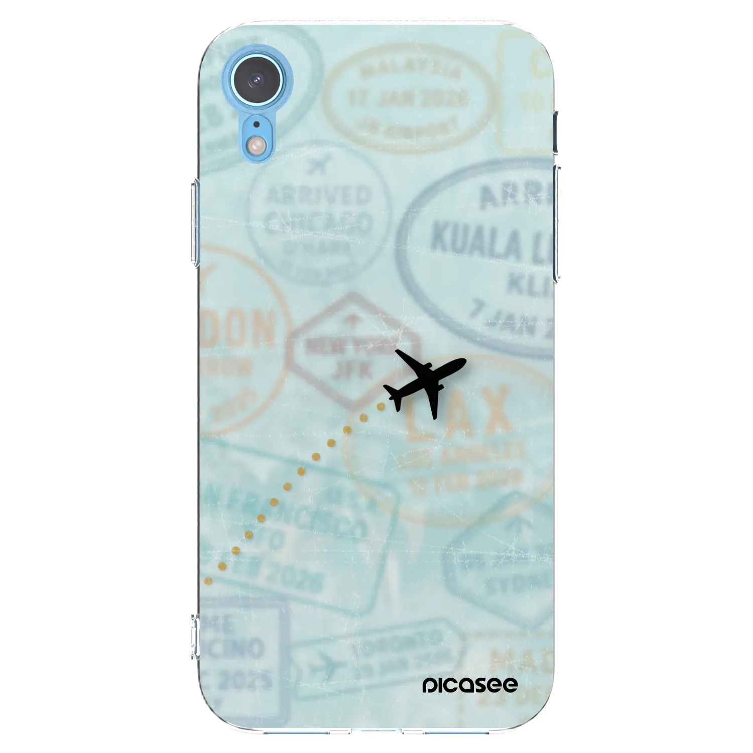 Picasee silikonski prozorni ovitek za Apple iPhone XR - FLIGHT PATH