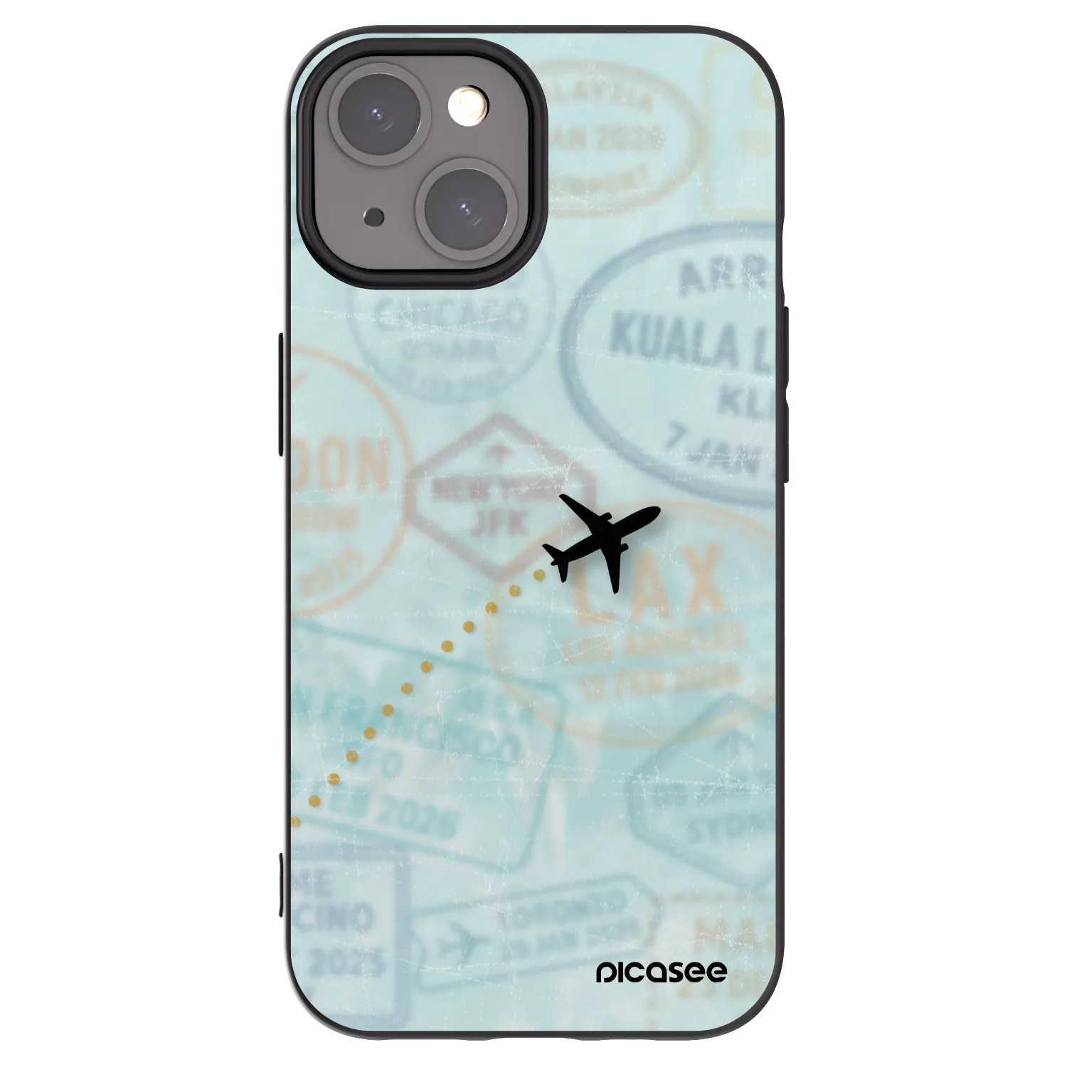Picasee silikonski črni ovitek za Apple iPhone 15 - FLIGHT PATH