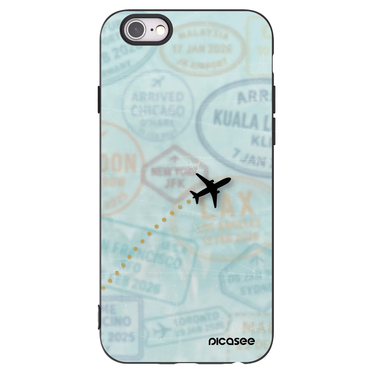 Picasee silikonski črni ovitek za Apple iPhone 6/6S - FLIGHT PATH