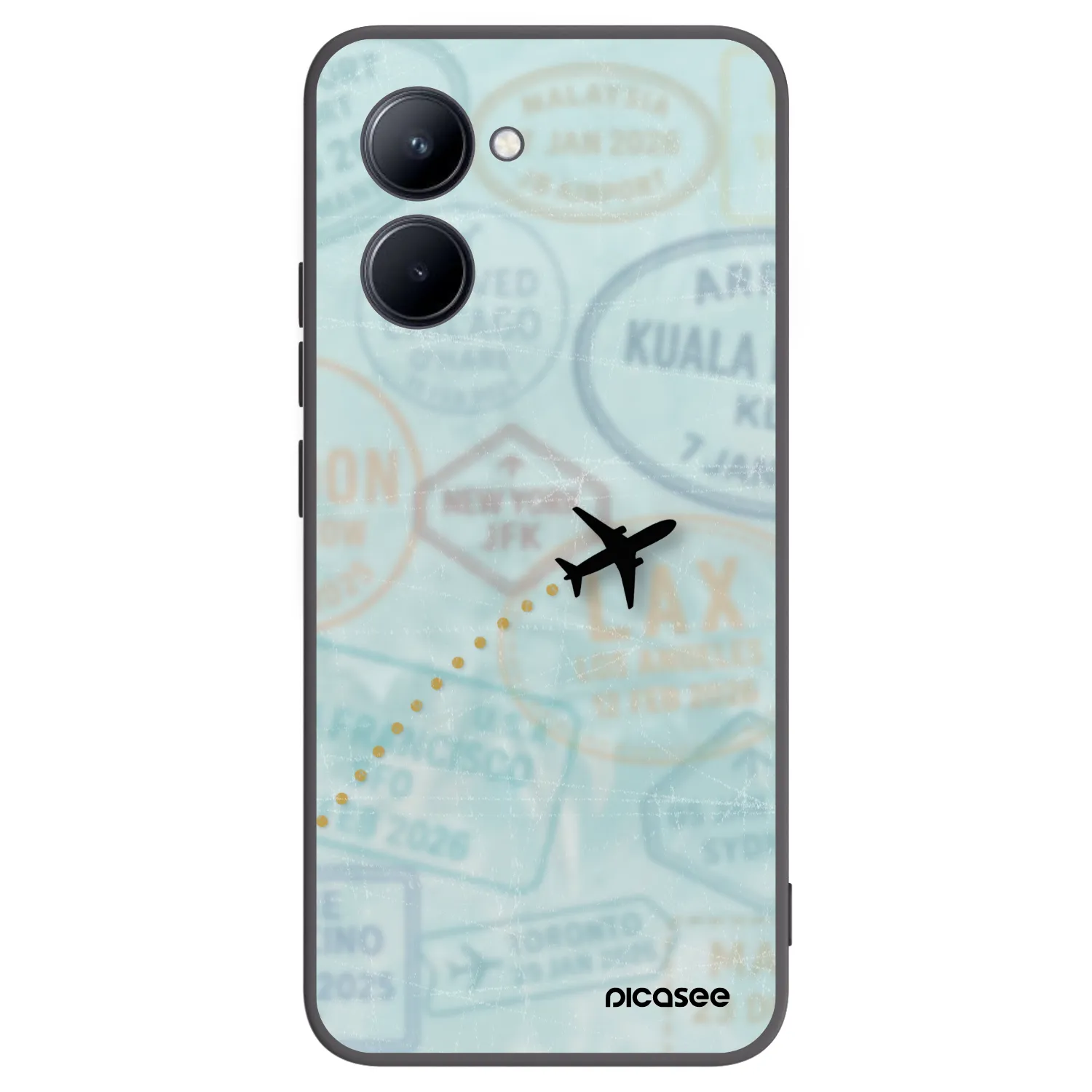 Picasee silikonski črni ovitek za Realme C33 (2023) - FLIGHT PATH