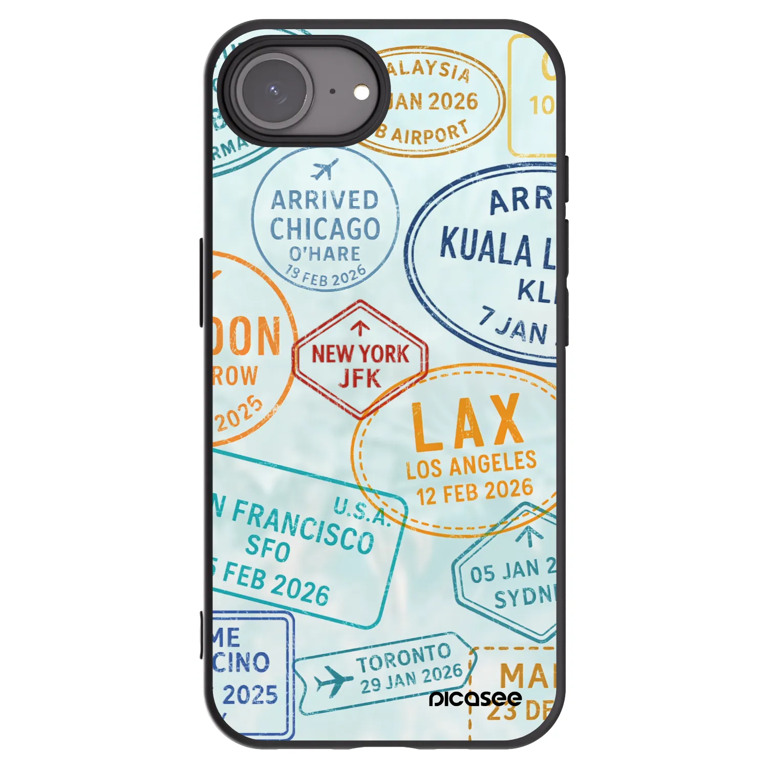 Picasee silikonski črni ovitek za Apple iPhone 16e - PASSPORT EDITION