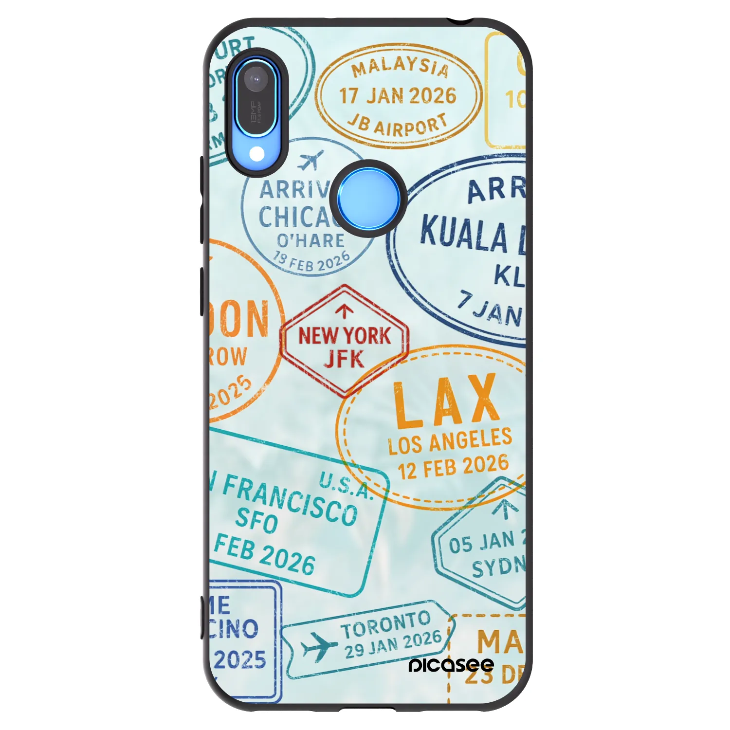 Picasee silikonski črni ovitek za Huawei Y6 2019 - PASSPORT EDITION