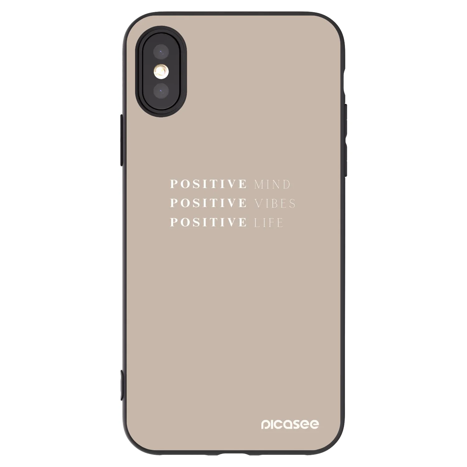 Picasee silikonski črni ovitek za Apple iPhone X/XS - Positive Vibes