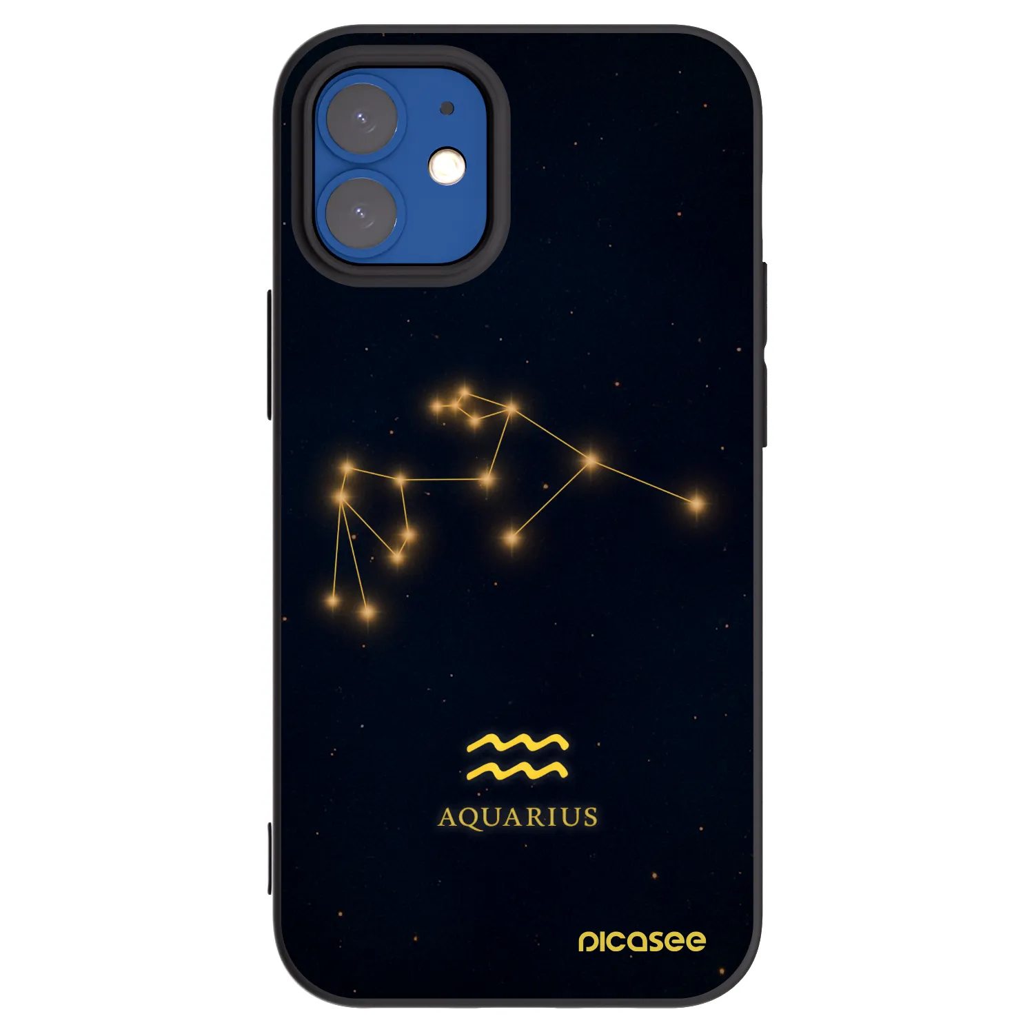 Picasee silikonski črni ovitek za Apple iPhone 12 mini - AQUARIUS