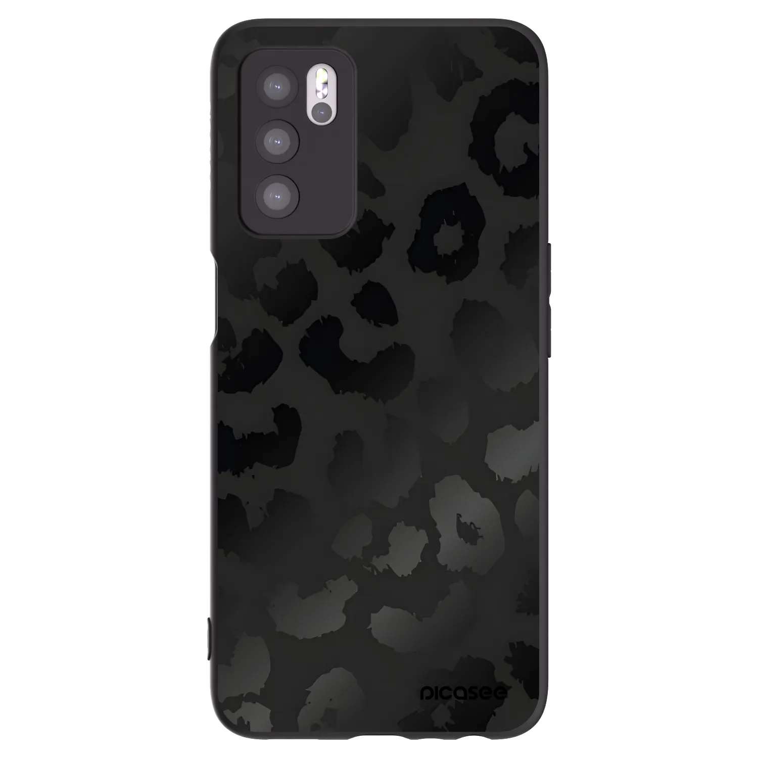 Picasee silikonski črni ovitek za OPPO A16s - Midnight Leopard