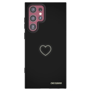 Picasee silikonski črni ovitek za Samsung Galaxy S22 Ultra 5G - Heart
