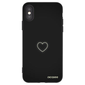 Picasee silikonski črni ovitek za Apple iPhone X/XS - Heart