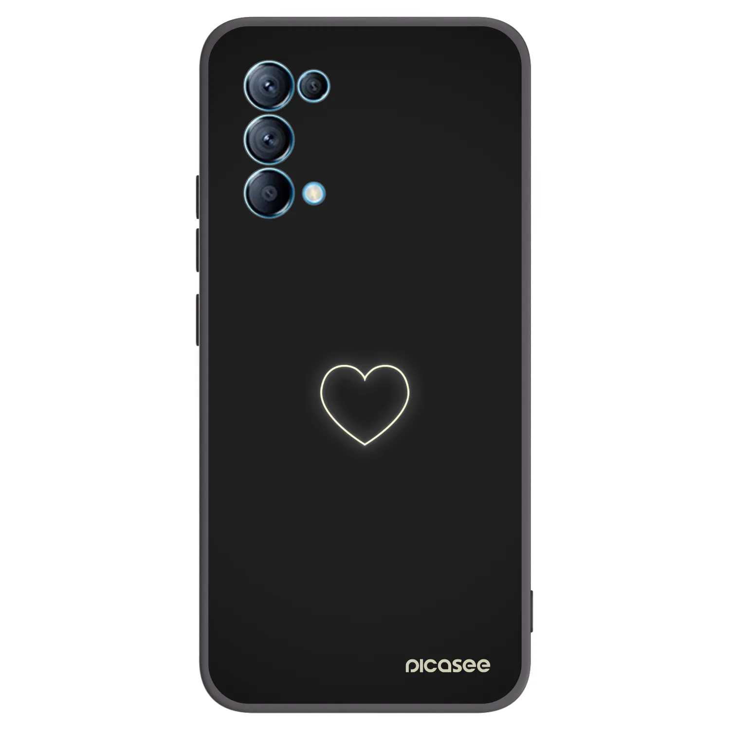 Picasee silikonski črni ovitek za OPPO A16s - Heart