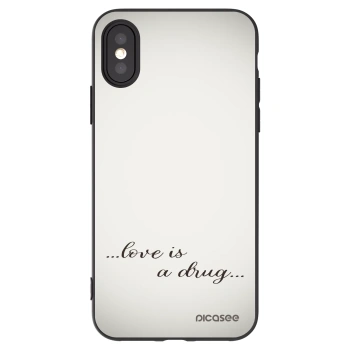 Picasee silikonski črni ovitek za Apple iPhone X/XS - Love is a drug