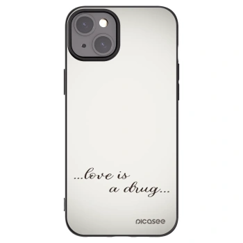 Picasee silikonski črni ovitek za Apple iPhone 15 Plus - Love is a drug