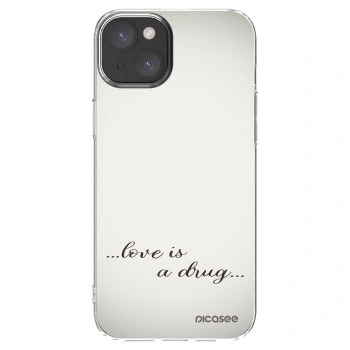 Picasee silikonski prozorni ovitek za Apple iPhone 15 Plus - Love is a drug