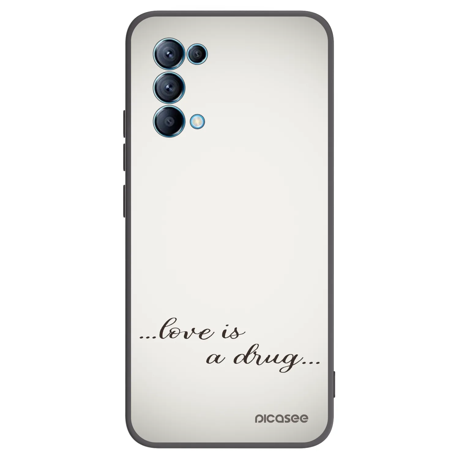 Picasee silikonski črni ovitek za OPPO A16s - Love is a drug