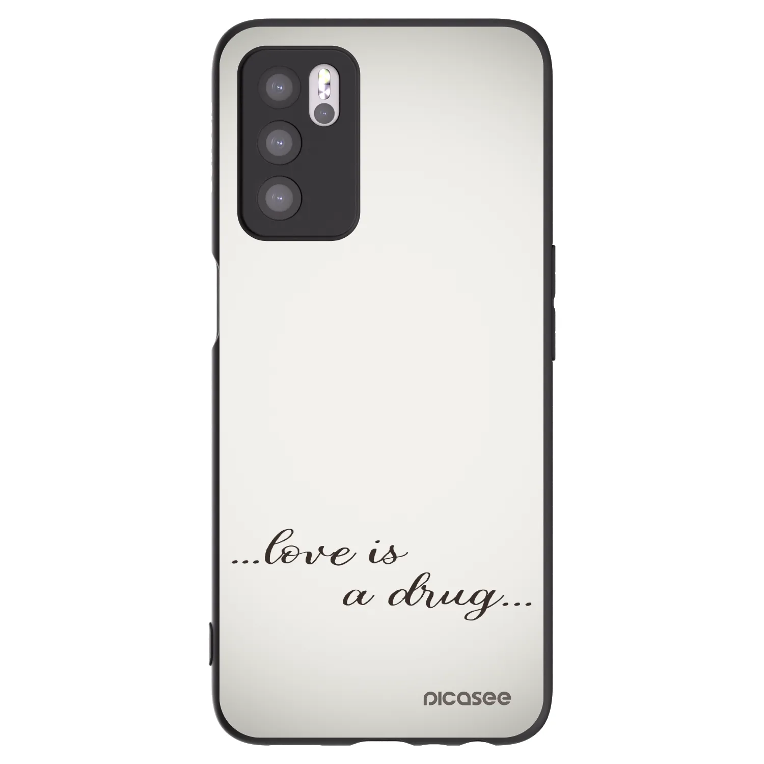 Picasee silikonski črni ovitek za OPPO A16s - Love is a drug