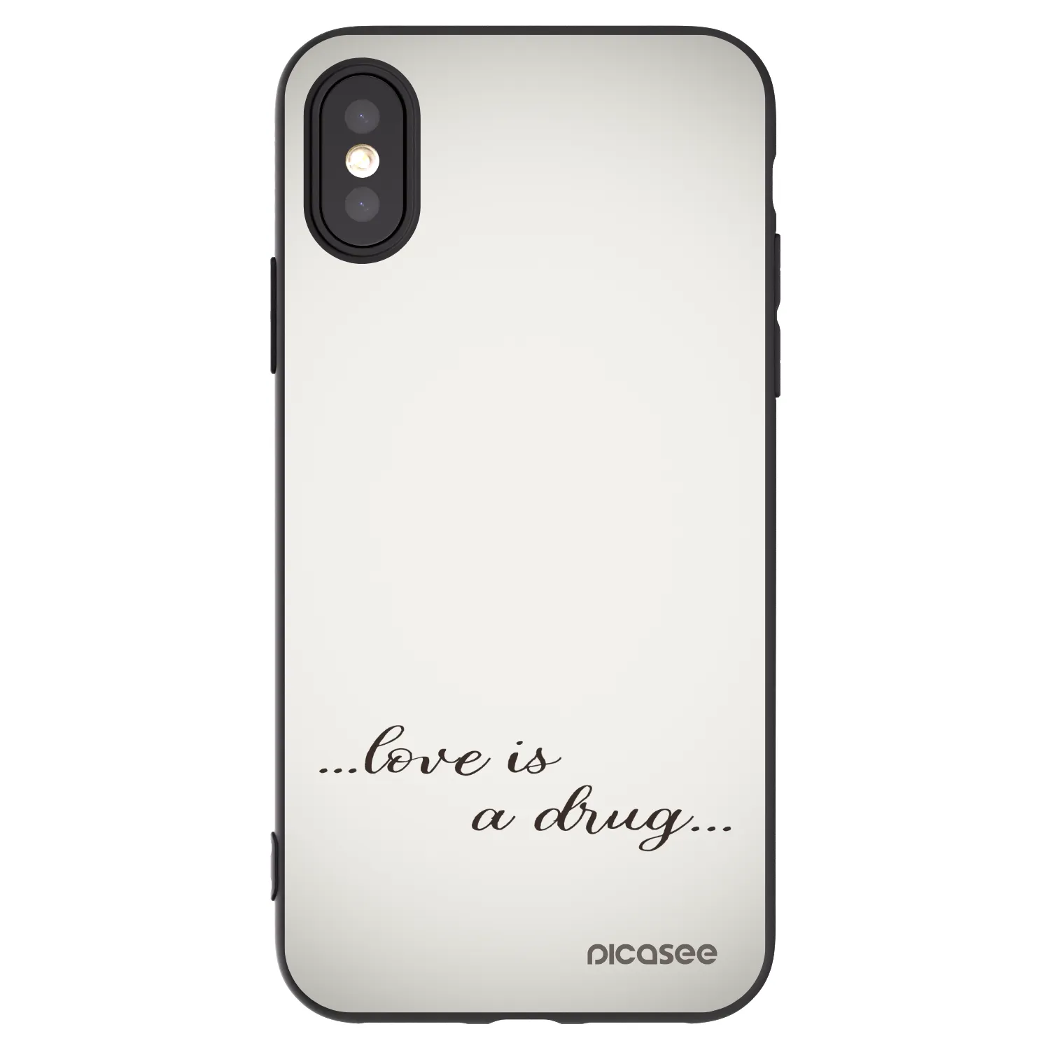 Picasee silikonski črni ovitek za Apple iPhone X/XS - Love is a drug