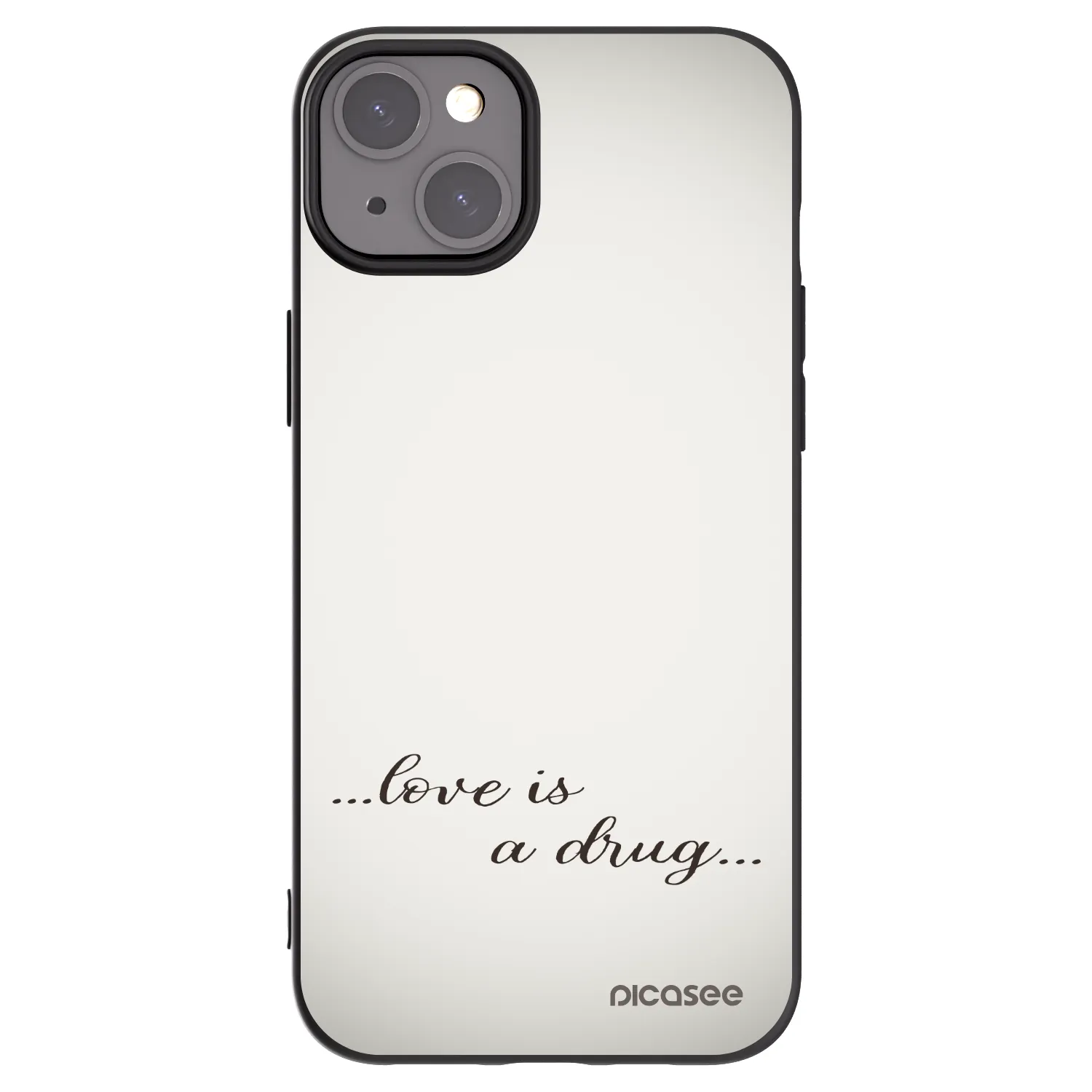 Picasee silikonski črni ovitek za Apple iPhone 15 Plus - Love is a drug