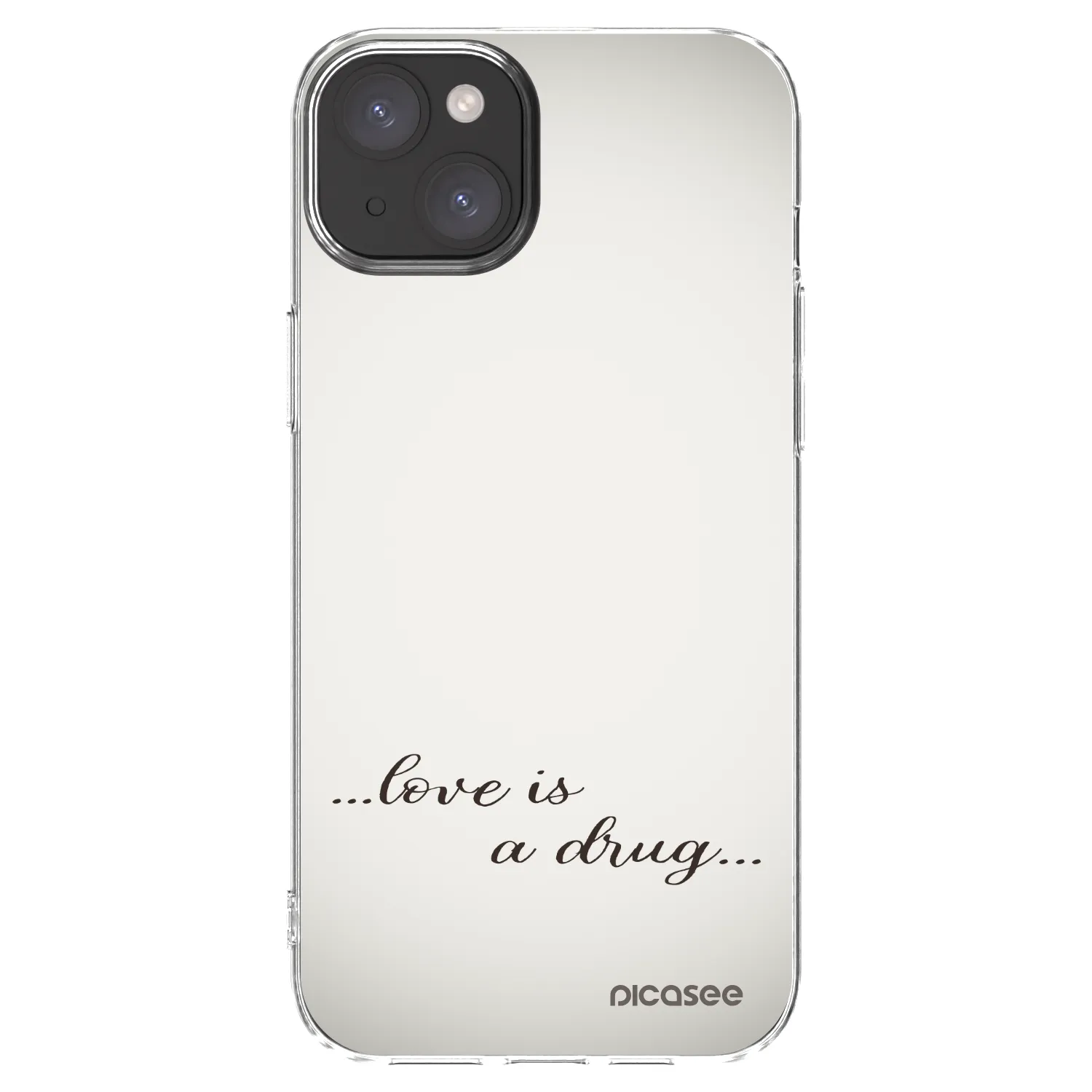 Picasee silikonski prozorni ovitek za Apple iPhone 15 Plus - Love is a drug