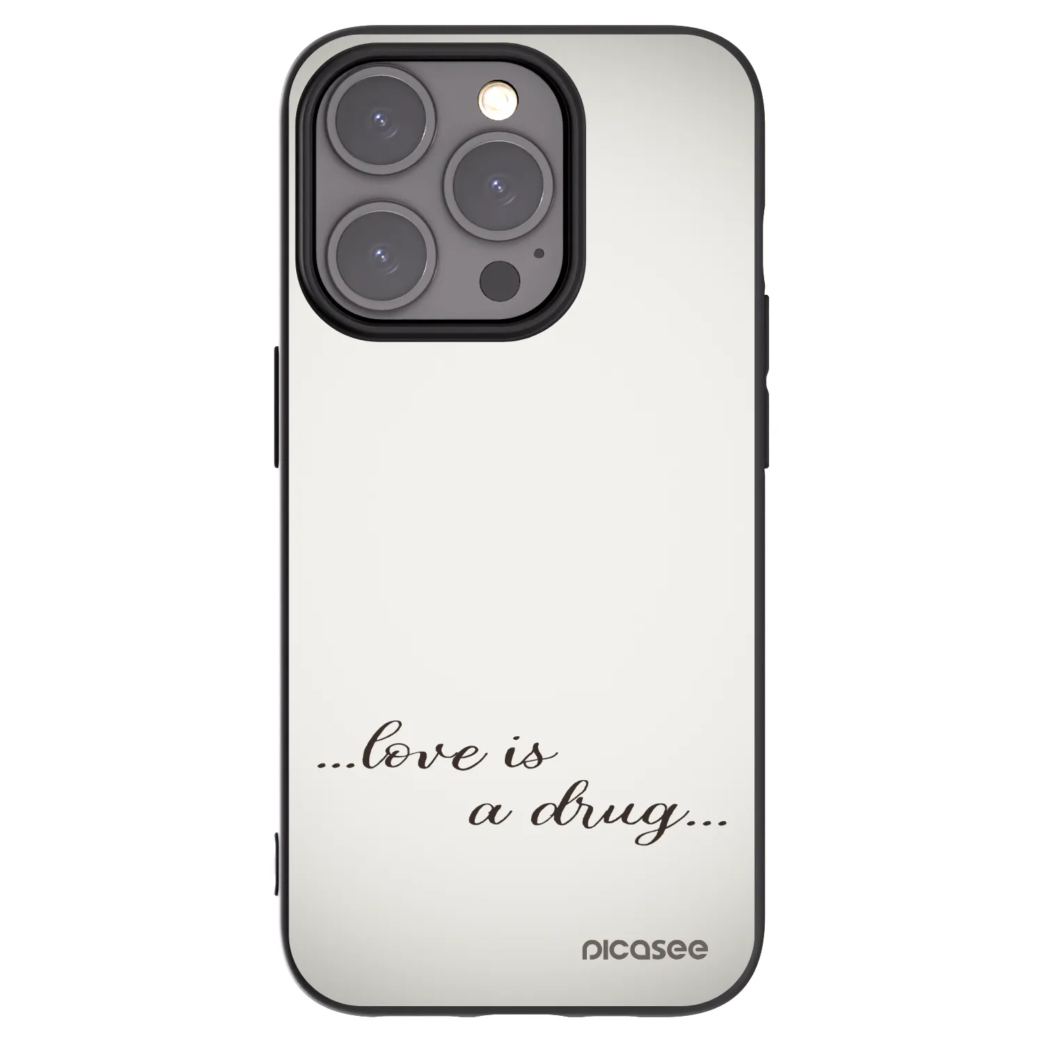Picasee silikonski črni ovitek za Apple iPhone 15 Pro - Love is a drug