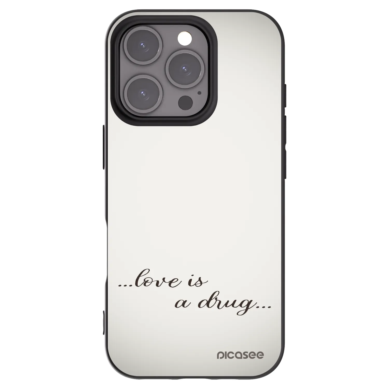 Picasee silikonski črni ovitek za Apple iPhone 16 Pro - Love is a drug