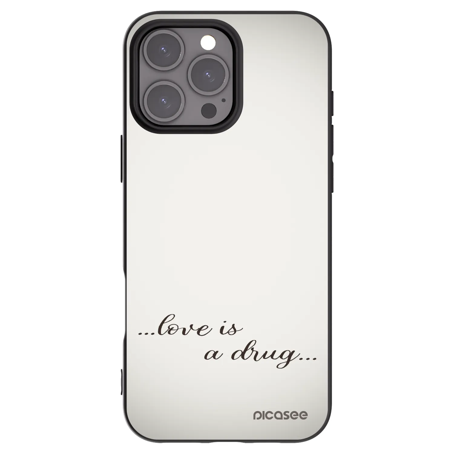 Picasee silikonski črni ovitek za Apple iPhone 16 Pro Max - Love is a drug